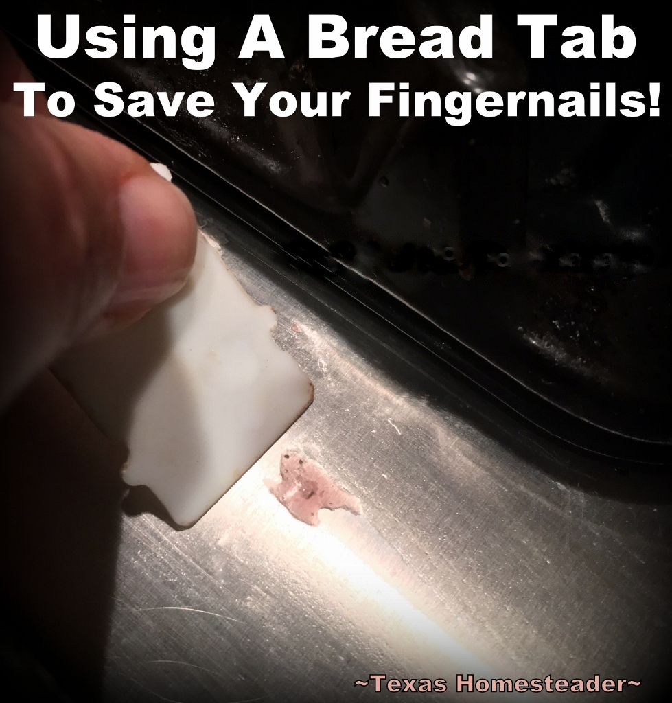 Do you use your fingernails to dislodge a splatter? Check out this easy Homestead Hack on saving your fingernails when cleaning. #TexasHomesteader