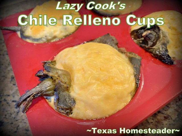 I love chile relleno, but it's more work in the kitchen than I want. Come see my lazy cook's version of chile relleno, baked into single-serve cups! #TexasHomesteader