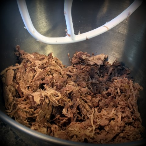 I needed to Shred Leftover Roast for pulled-pork enchiladas. Instead of using 2 forks to shred the meat by hand, I used my KitchenAid to compete the task in seconds! #TexasHomesteader