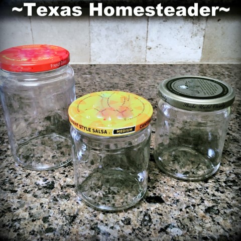 Glass jars repurposed food storage wide mouth jar. #TexasHomesteader