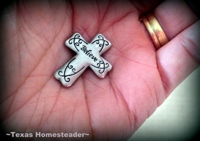 Pocket cross. Faith. As I approach the anniversary of the day I kicked breast cancer to the curb, I'm racked emotionally with some pretty powerful feelings. #TexasHomesteader