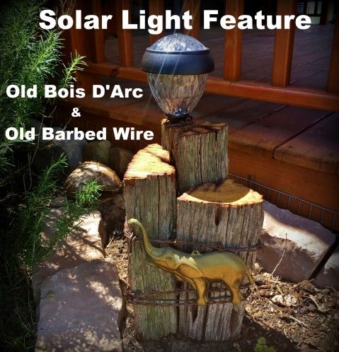 Bois d'Arc post made into a solar light feature #TexasHomesteader