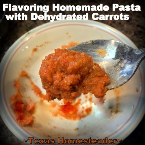 I love homemade pasta, but I wanted tri-colored pasta. So to my usual pasta dough recipe I added dehydrated & powdered spinach or carrots, leaving 1/3 plain. Delicious! #TexasHomesteader