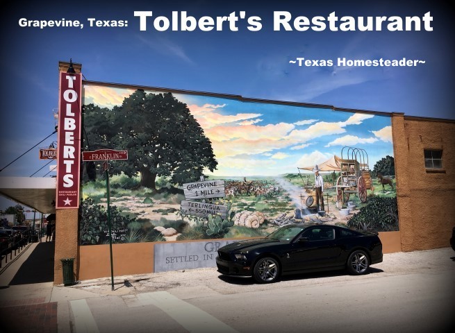 Tolbert's Restaurant in Grapevine, TX. We took a vacation in Ft. Worth, Texas. I've lived in the Dallas area most of my life, so of course I've been to Ft. Worth many times. But it was always to drive to a specific location or event, never to stay & play. Now this is gonna be fun! #TexasHomesteader