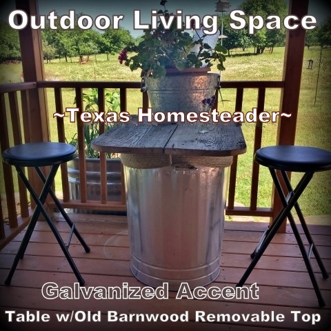 Adding table & chairs on the back porch. We wanted an outdoor living space added to our back porch. Come see some of the things we added to make it our own little oasis. #TexasHomesteader