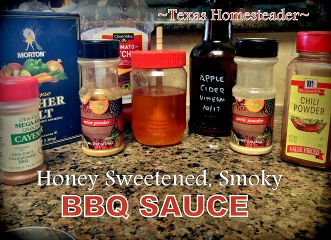 Check out this super-quick recipe for a sweet & tangy smoky BBQ sauce. It mixes up in minutes and is customizable to your tastes. #TexasHomesteader