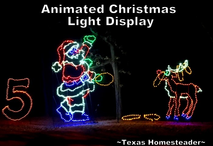 Animated holiday light display for Christmas. #TexasHomesteader