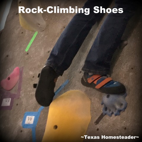 Rock climbing shoes. Experience Gift: Rock climbing. We gifted all four of our grandchildren this experience gift for Christmas and we all had a blast! #TexasHomesteader