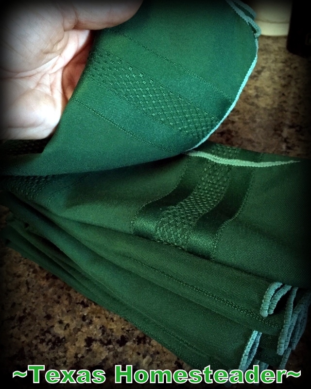 We use reusable luxurious cloth napkins exclusively. No crinkly disposable napkins for us! #TexasHomesteader