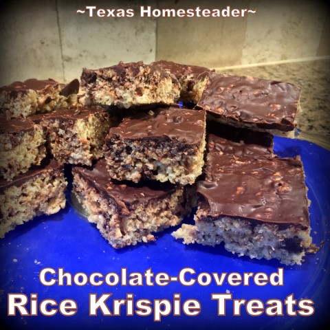 I made Rice Krispie Treats, with a (chocolate) twist. The addition of chocolate takes these crisped rice treats to a whole new level! #TexasHomesteader