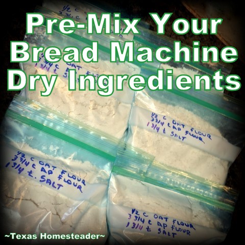 Pre-mix several batches to simplify baking day. Bread Machine recipe for a delicious 2-lb loaf of homemade oatmeal bread. Use your bread machine to simplify bread-baking day! #TexasHomesteader