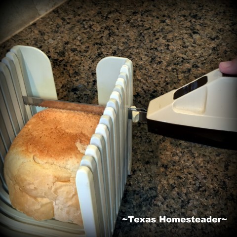 Cut loaf into sandwich slices using slicing guide. Bread Machine recipe for a delicious 2-lb loaf of homemade oatmeal bread. Use your bread machine to simplify bread-baking day! #TexasHomesteader