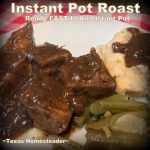 The Instant Pot pressure cooker makes this pot roast meal fast and with lots of gravy. #TexasHomesteader