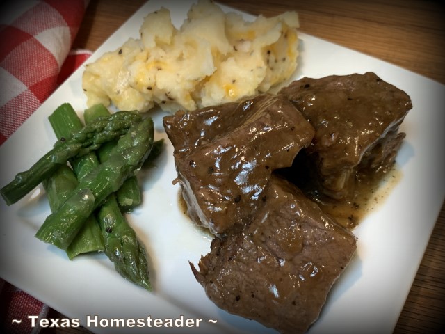 The Instant Pot pressure cooker makes this pot roast meal fast and with lots of gravy. #TexasHomesteader