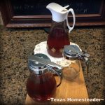 Honey from NE Texas honeybee bee hive apiary in vintage syrup jars. #TexasHomesteader