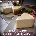 This Instant Pot Cheesecake is an easy recipe with a graham cracker crust. #TexasHomesteader