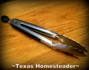 Stainless Steel Tongs. Must-Have gifts For Cooks. Come see the most used tools in my homestead kitchen. I always opt for tools that make cooking easier. #TexasHomesteader
