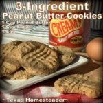peanut butter cookie recipe - only 3 ingredients - peanut butter, sugar, egg #TexasHomesteader