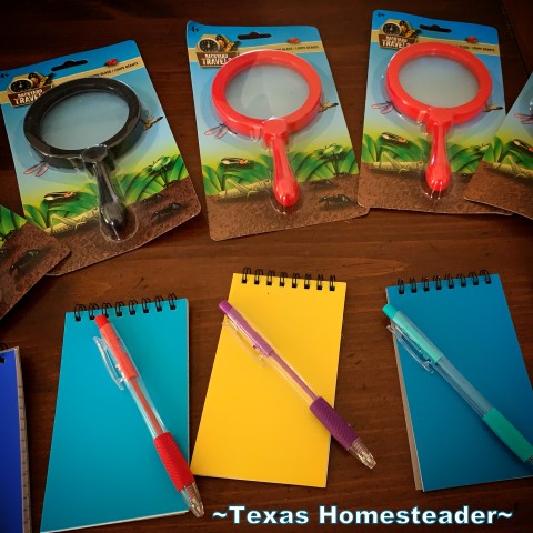 Experience gift props for Escape Room - spy glasses, notebook, pens in fun colors. #TexasHomesteader