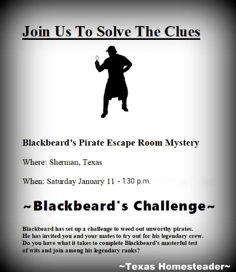 Escape room invitation. We try to gift experience gifts where possible. This year we gifted our grandkids an escape room experience. We all had a blast! #TexasHomesteader