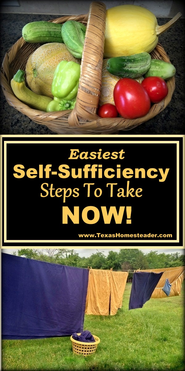 Easiest Self-Sufficiency and preparedness Steps - Many are trying to practice self sufficiency these days. Come see how to save money on groceries, necessities, and make things yourself #TexasHomesteadery on necessities, and make things yourself #TexasHomesteader