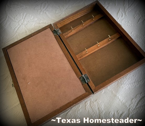 Lidded key holder box. I made this sentimental gift for my mother using just what we had at the house. I designed an arrowhead cross to go into a frame that was painted & distressed #TexasHomesteader