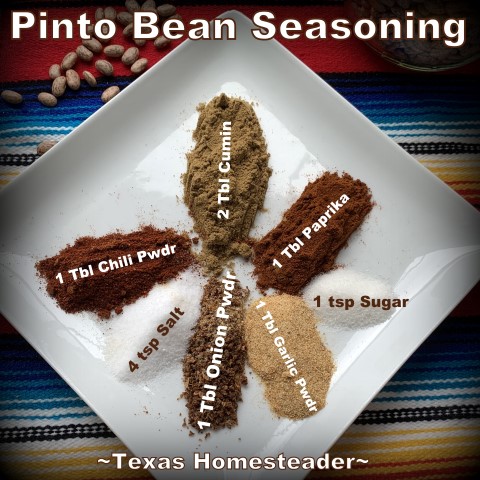 Easy Pinto Bean Seasoning Mix. It's super easy to cook Instant Pot Pinto Beans. And I often cook a whole bag. You'd be surprised at the many ways to serve them. #TexasHomesteader