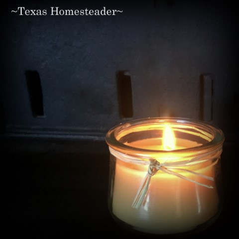 A homemade beeswax candle can provide light when the power goes down. #TexasHomesteader