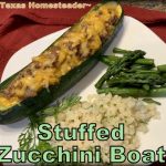 Zucchini boats are zucchini stuffed with ground meat, onions, garlic and cheese. #TexasHomesteader