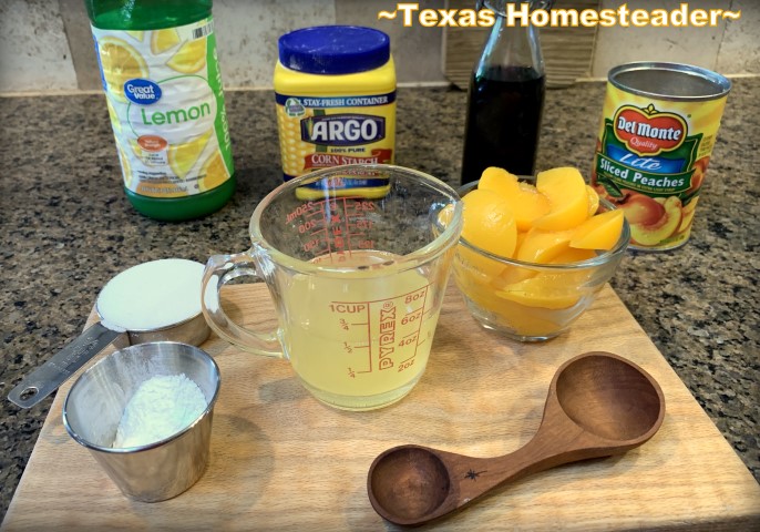 Homemade peach pie filling from a simple can of peaches. #TexasHomesteader