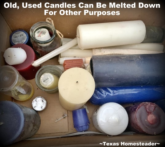 A box of old candles can be used to melt down into natural pinecone fire starters. #TexasHomesteader