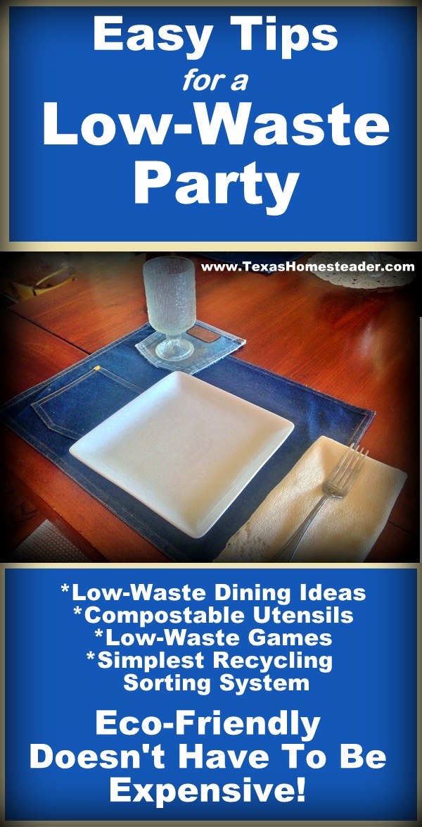 Easy tips to throw a low-waste or zero-waste party for cheap. #TexasHomesteader