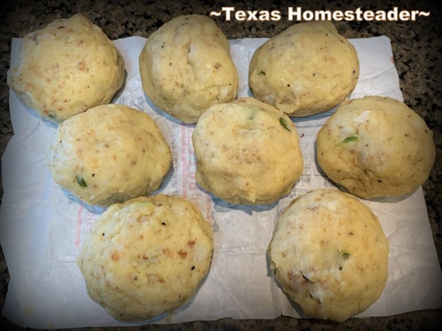 Potato cake potato pancakes mixed & rolled into balls. #TexasHomesteader