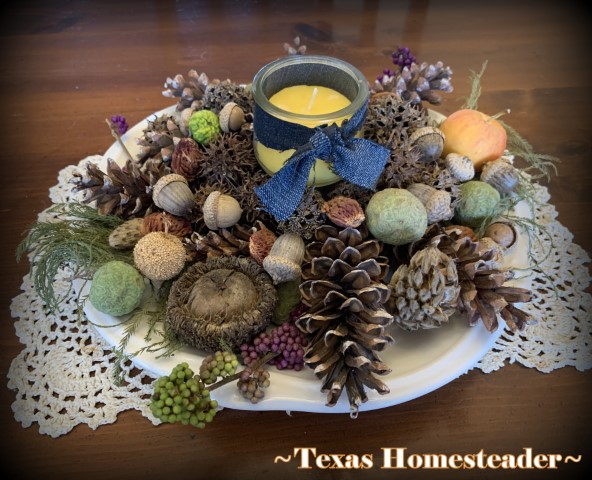 Pretty fall tablescape using natural materials. #TexasHomesteader
