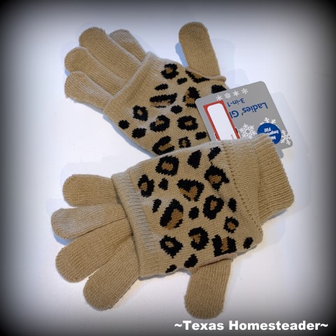 Gloves with coordinating fingerless gloves to use for snowman gift. #TexasHomesteader