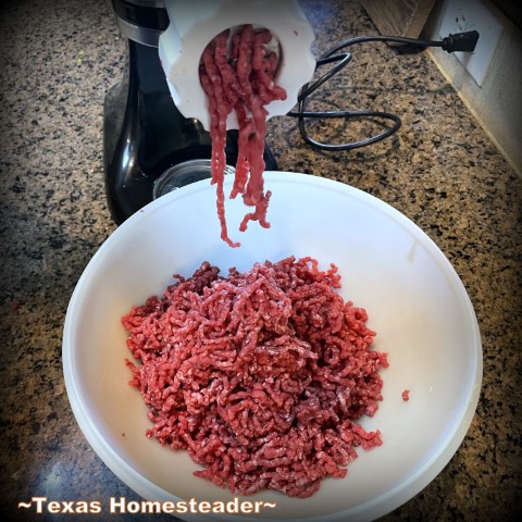 Wild game venison jerky - grind meat to fineest grind using KitchenAid meat grinder. #TexasHomesteader