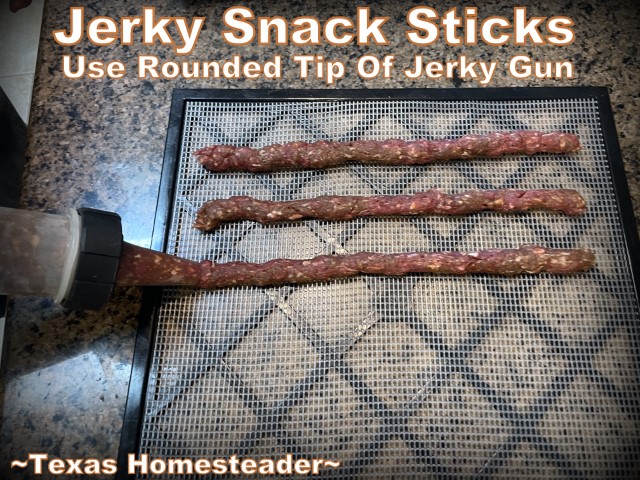 Wild game venison jerky sticks using a Jerky Gun and rounded tip. #TexasHomesteader