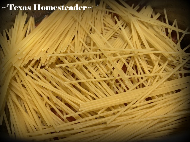 Spaghetti Pasta dry Noodles spread out. #TexasHomesteader