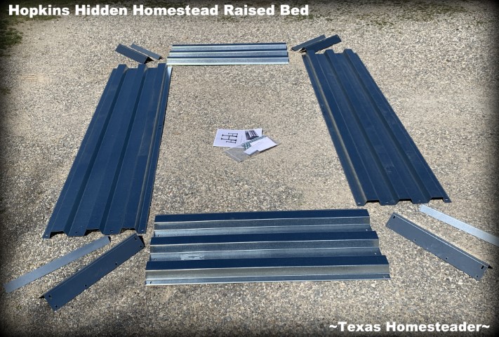Hopkins Hidden Homestead raised bed parts laid out #TexasHomesteader