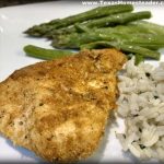 Air fryer fried chicken, steamed asparagus and seasoned rice. #TexasHomesteader