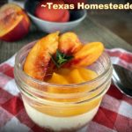 Mason jar canning jar wide mouth cheesecake with peaches and pie filling. #TexasHomesteader