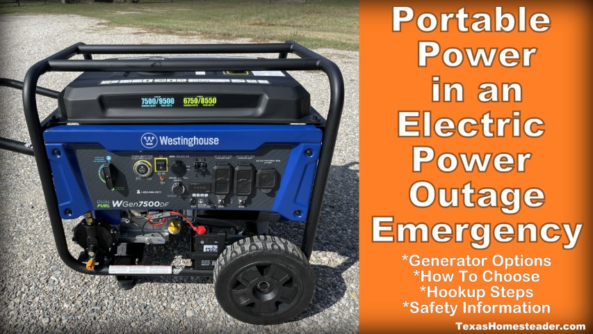 Portable generator - dual fuel Westinghouse remote start emergency electric power. #TexasHomesteader