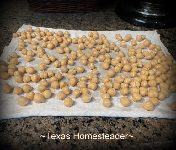 Air Fryer roasted chickpeas garbanzo beans dry canned beans on cotton cloth #TexasHomesteader