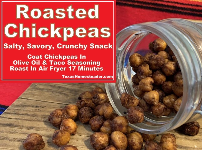 Air Fryer roasted chickpeas garbanzo beans salty savory healthy snack #TexasHomesteader