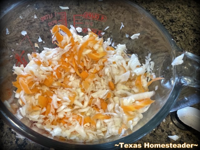 Creamy coleslaw - shred cabbage and carrots. #TexasHomesteader