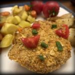 Air fryer salmon patties with roasted vegetables and fried potatoes. #TexasHomesteader
