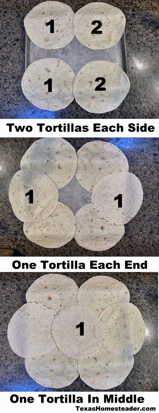 Sheet Pan Quesadilla - Line pan with tortillas. #TexasHomesteader