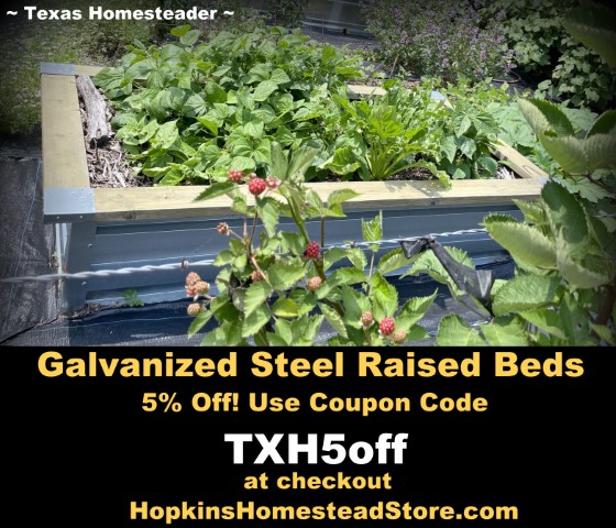 Raised bed Hopkins Homestead 5 percent off savings Coupon Code #TexasHomesteader
